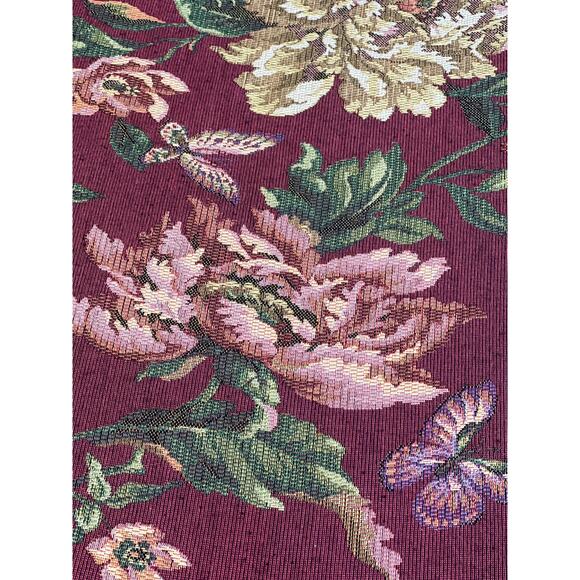 Vintage Other - Vtg Tapestry Upholstery Fabric Red Peonies Floral Jacquard Grandmillenial BTY